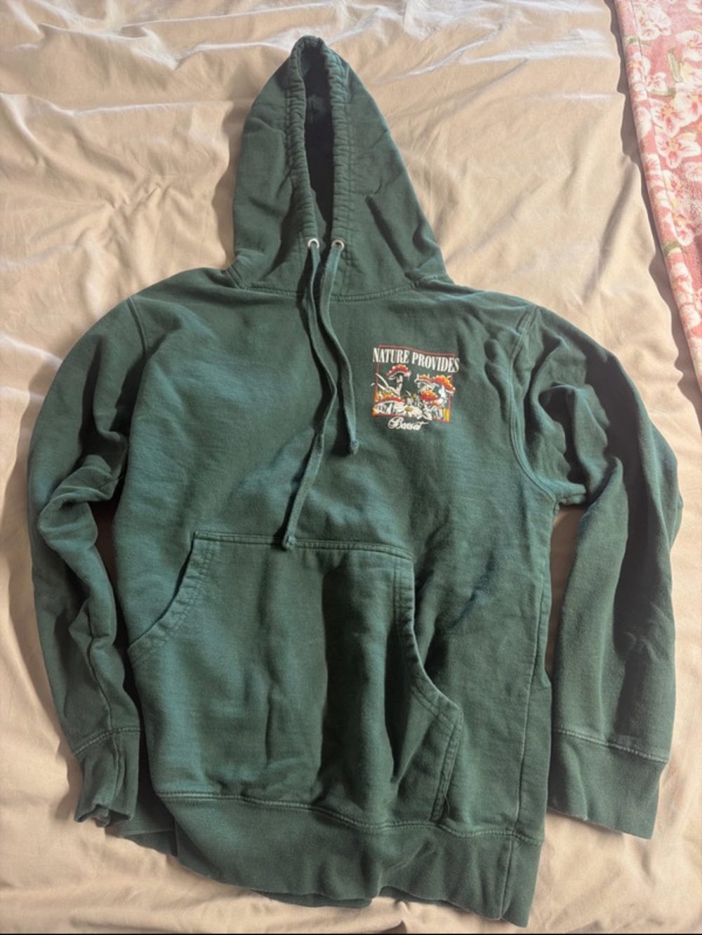 Green 'Nature Provides' Graphic Hooded Pullover Sweatshirt
